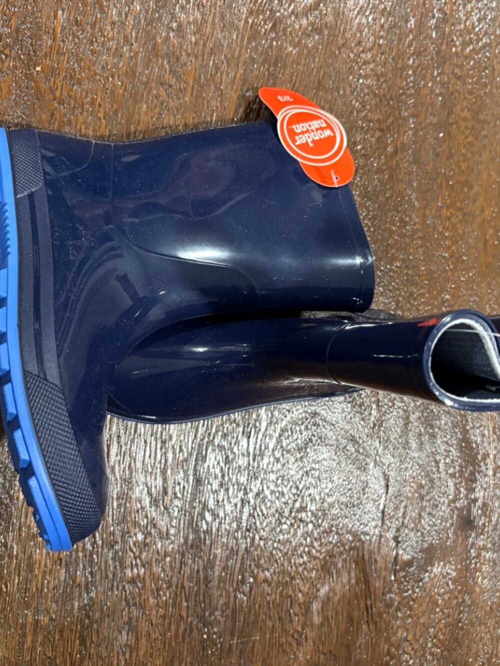 Kid's Boys Wonder Nation Navy Blue Rain Boots sz 2/3 2 3 Waterproof NEW NEW - Picture 3 of 4